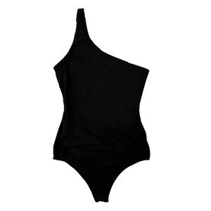 Showpo 1 Shoulder Black Bodysuit US size 2 Sexy Stretch Slimming